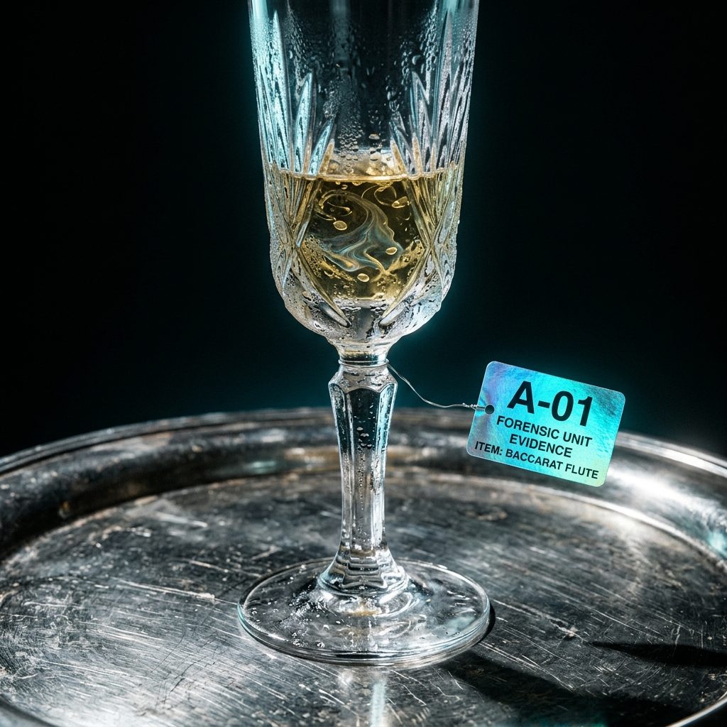 Poisoned Baccarat champagne flute, Evidence A-01